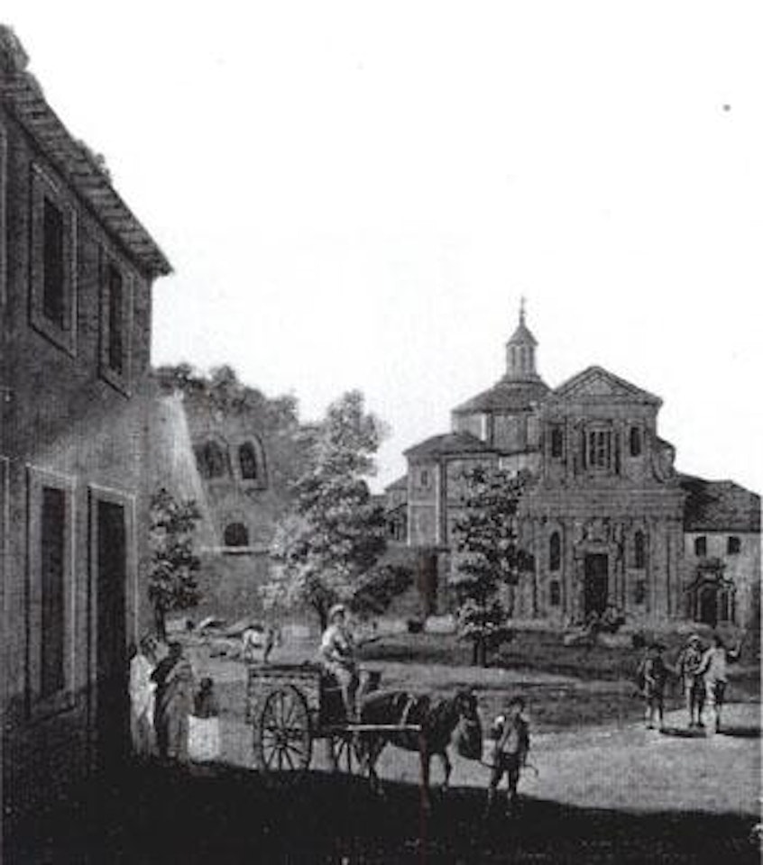 Horse drawn cart in Italian city by Giuseppe Bernardino Bison