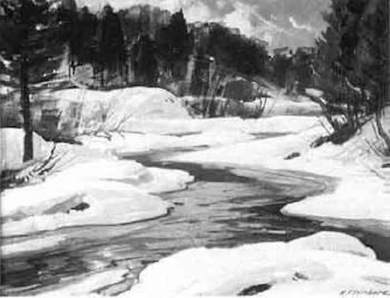 Stream through the mountains, winter by Aldro Thompson Hibbard