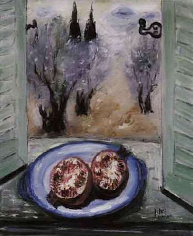 Pomegranates on my window by Reuven Rubin