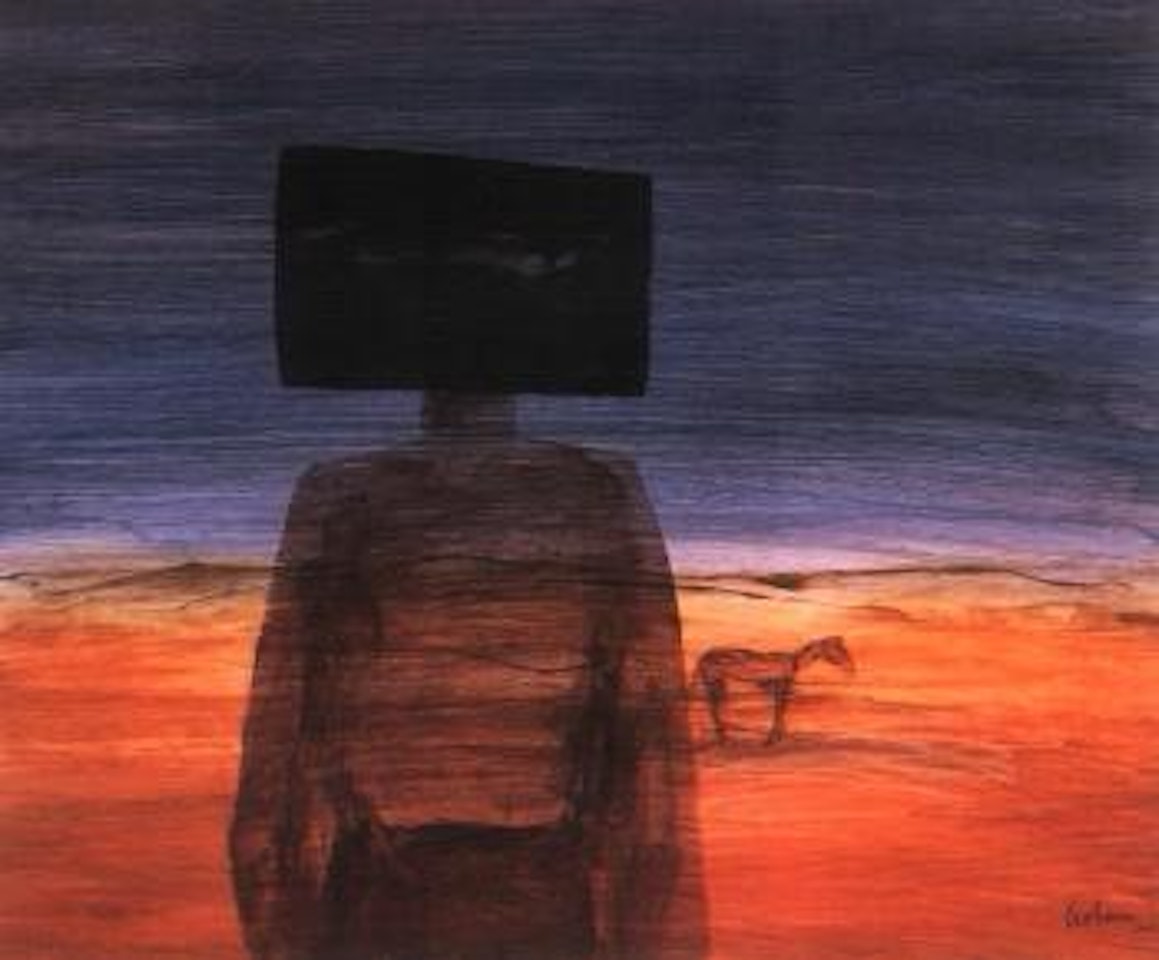 Kelly and horse by Sidney Nolan