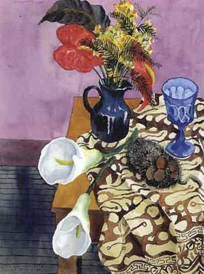 Still life with batik cloth by Donald Stuart Leslie Friend