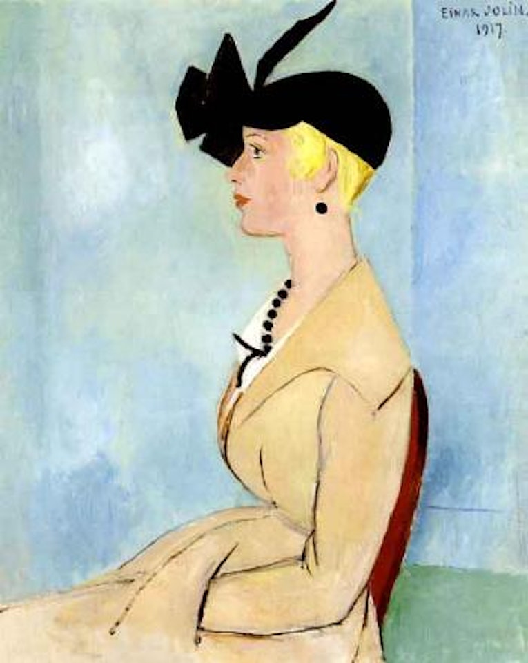 Young lady wearing black hat by Einar Jolin