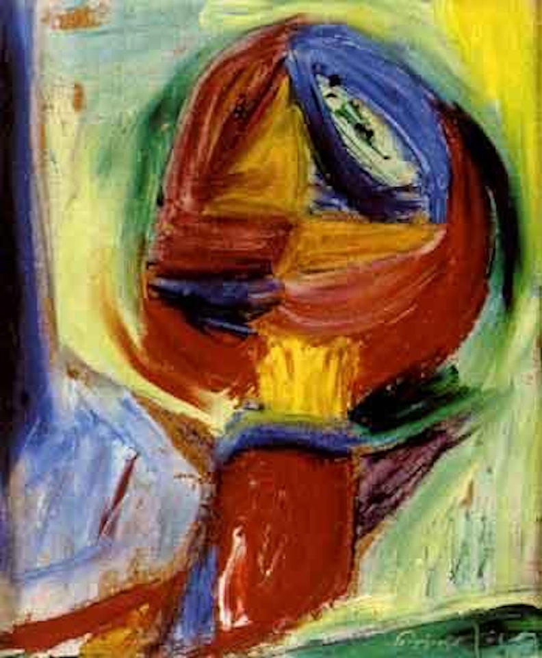 Figure with green back ground by Asger Jorn