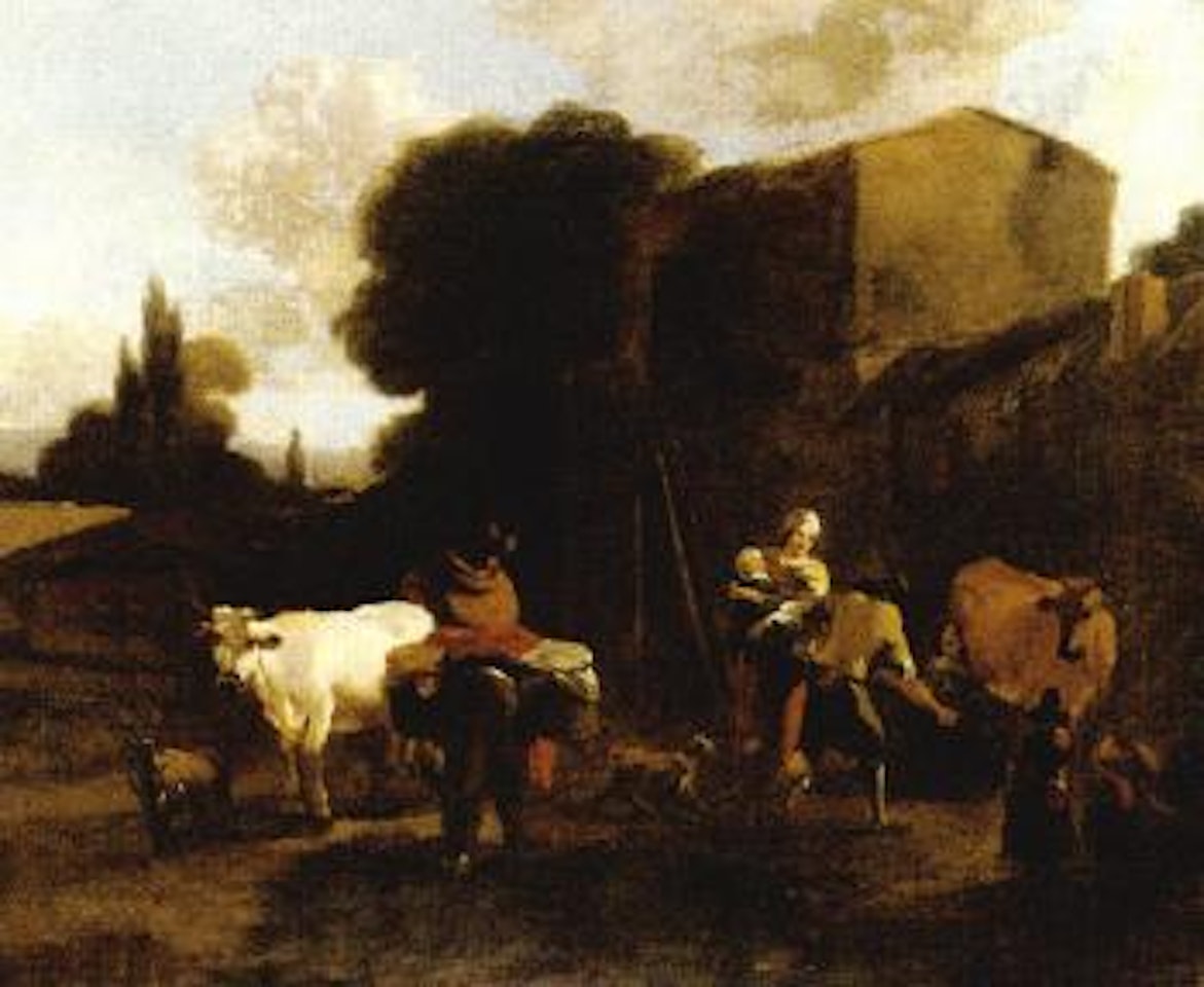 Landscape with family among animals by Nicolaes Pietersz Berchem
