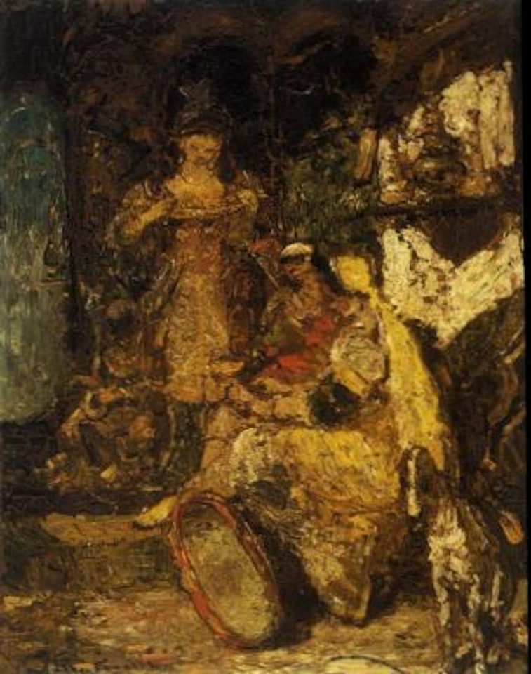 Elegant ladies in interior by Adolphe Monticelli