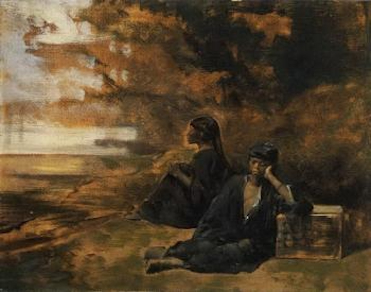 Deux femmes egyptiennes assises by Eugene Fromentin