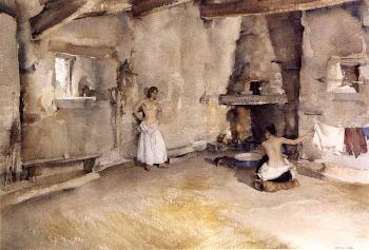 Cherry gatherer's retreat, Drome valley by William Russell Flint
