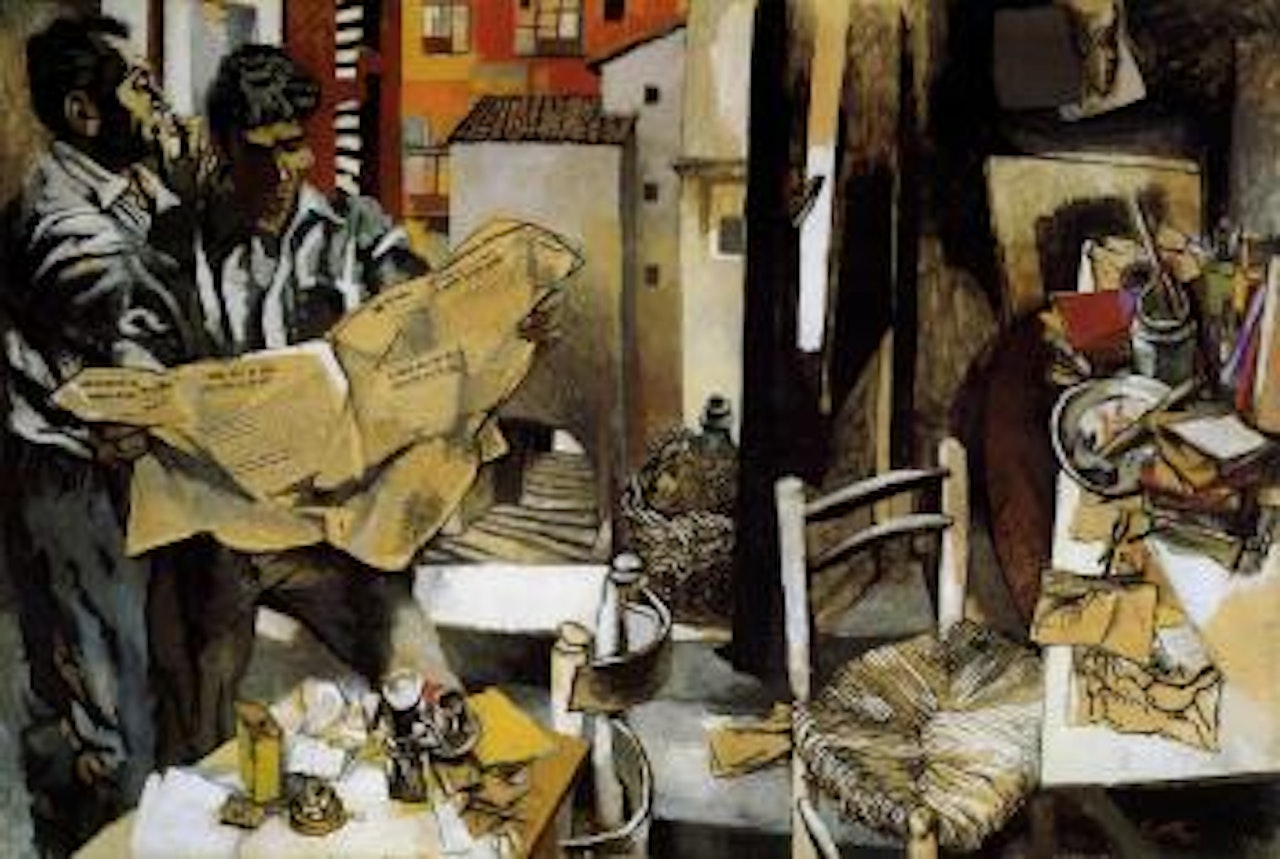 Studio e paesaggio, mattino nello studio, autoritratto by Renato Guttuso