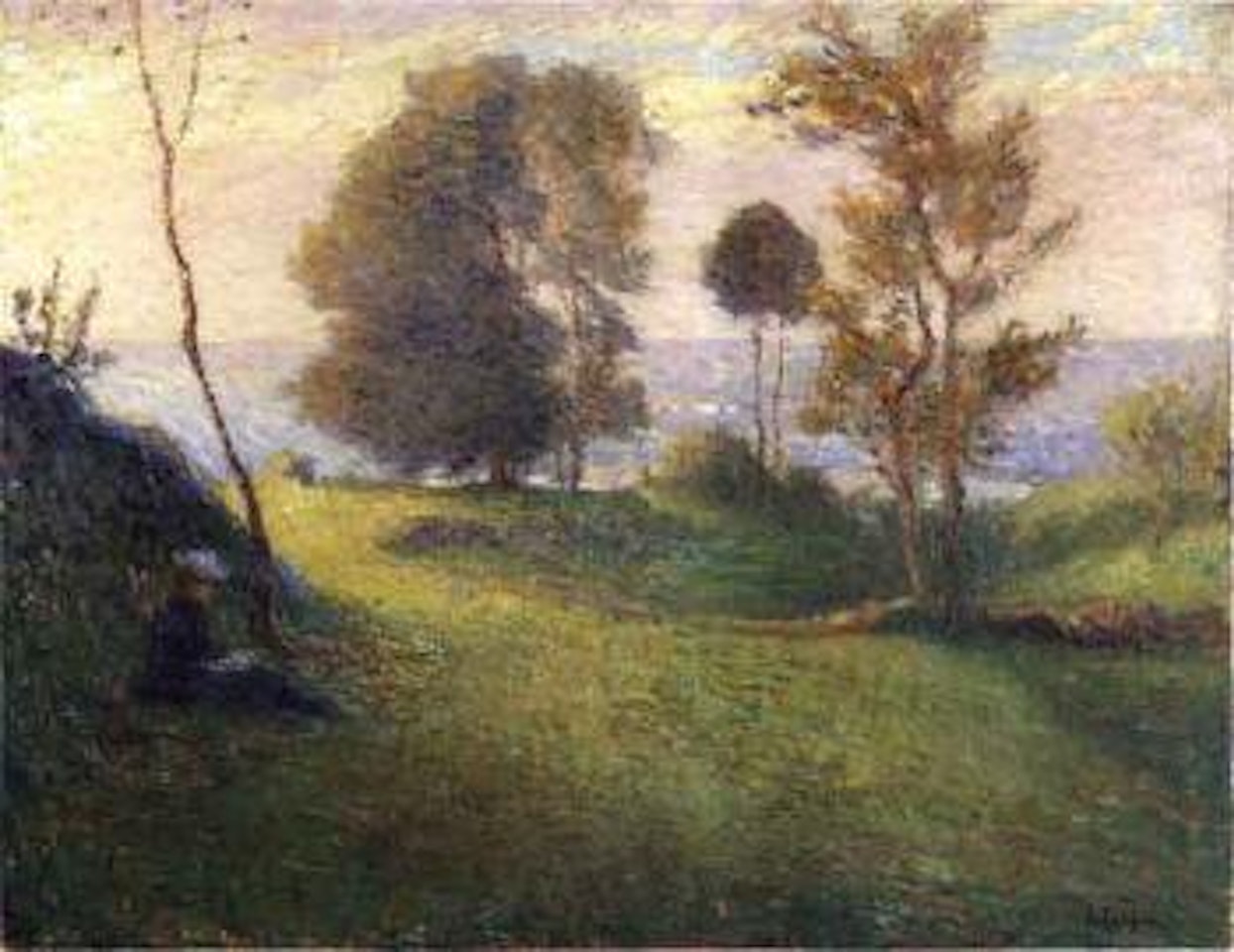 Madame Lebasque dans paysage breton by Henri Lebasque