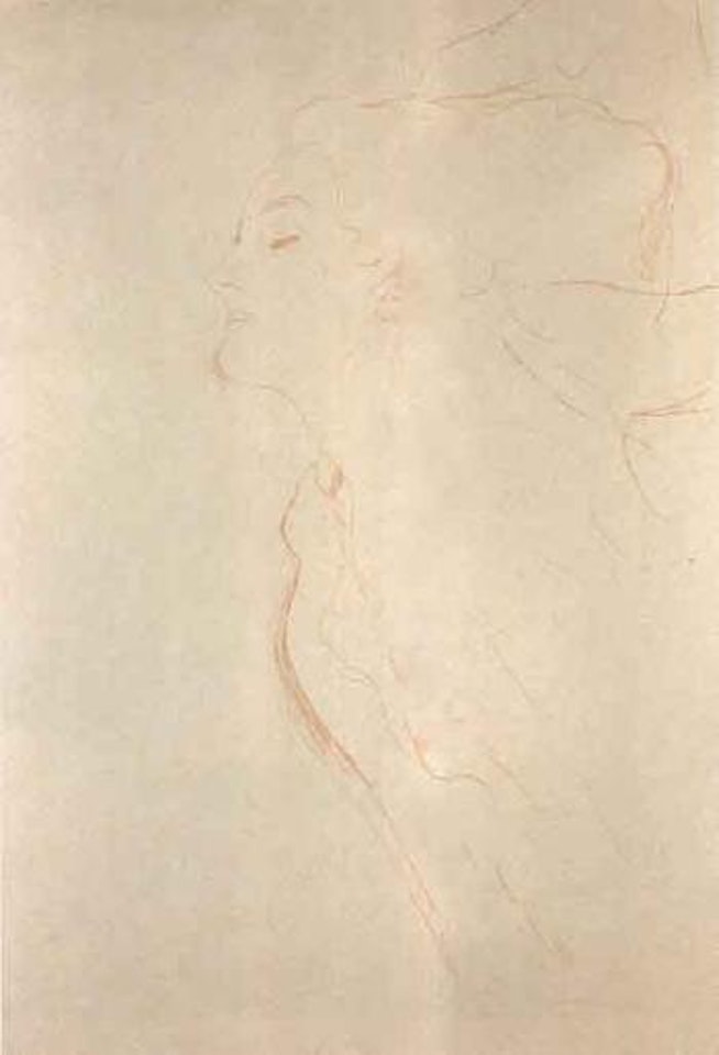 Bust of woman turned to left with closed eyes by Gustav Klimt