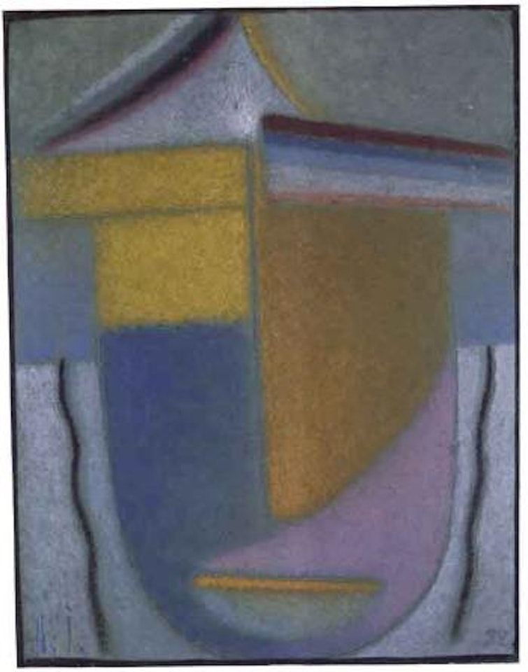 Abstract head, wintry, yellow and orange by Alexej von Jawlensky