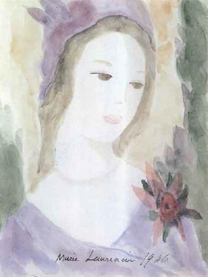 Tete de femme a la fleur by Marie Laurencin
