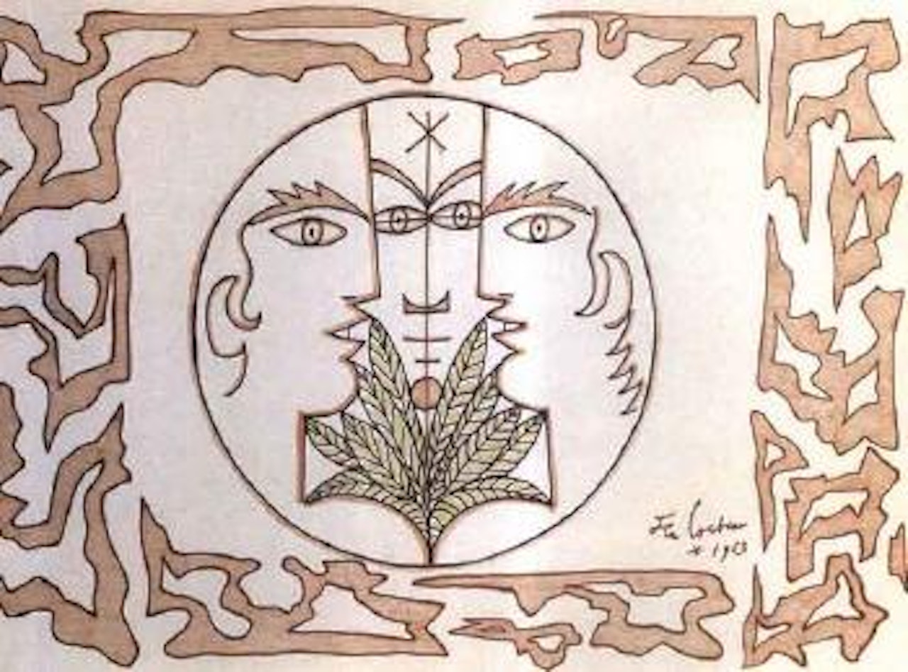 Deux tetes de profil by Jean Cocteau