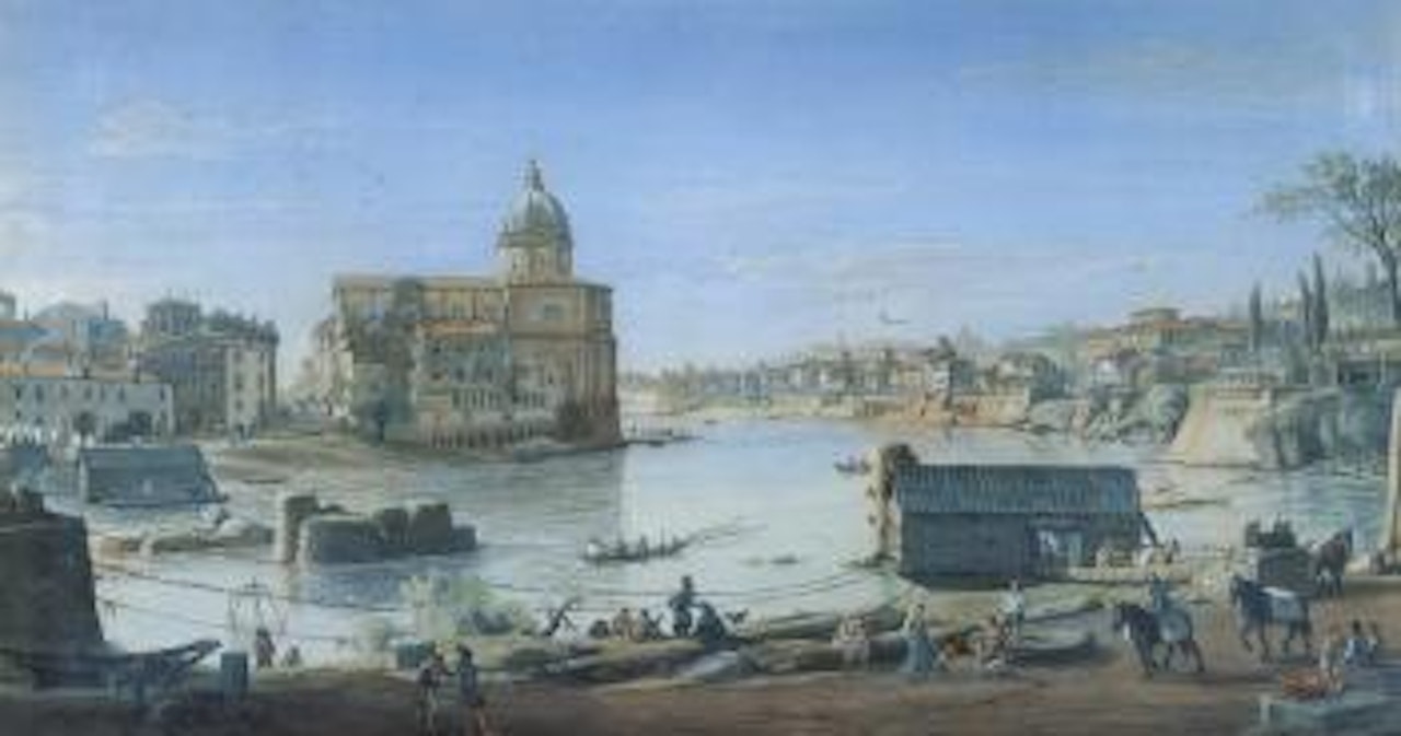 Tiber at San Giovanni dei Fiorentini and Via Giulia, Rome by Gaspar van Wittel