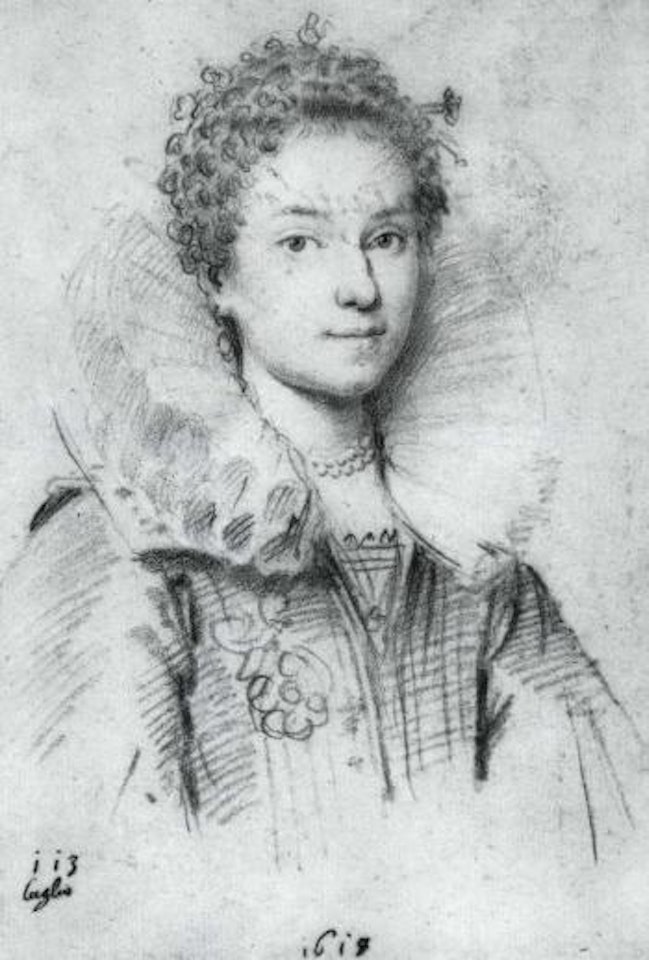 Caterina Cartola wearing lace ruff by Ottavio Leoni