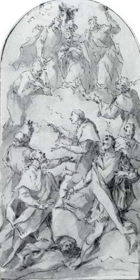 Saints adoring the Virgin by Gaspare Diziani