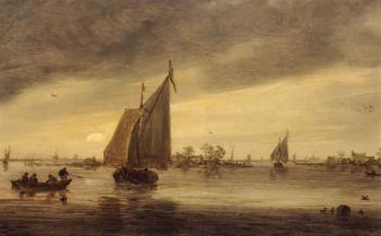 Scene at sunrise of Haarlemmermeer by Jan van Goyen