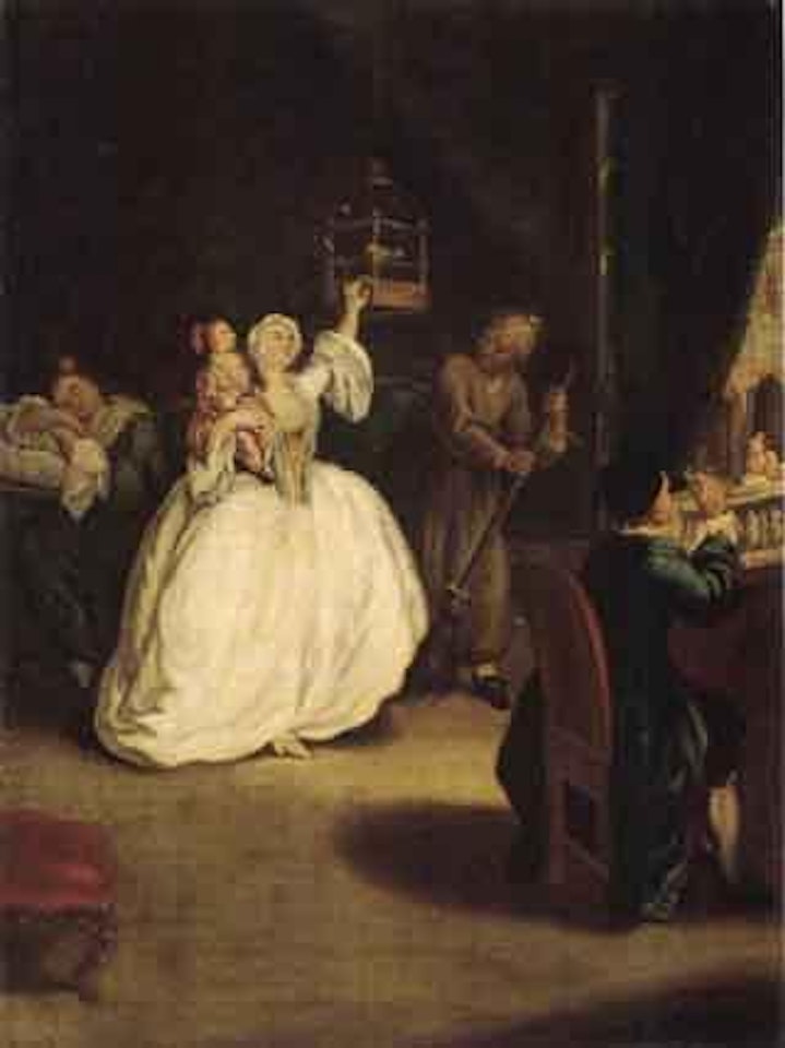 Gentildonna e gentiluomo in un interno con un bambino by Pietro Longhi