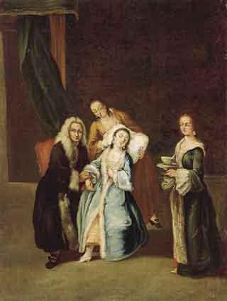 Una nobildonna assistita dai suoi servitori by Pietro Longhi