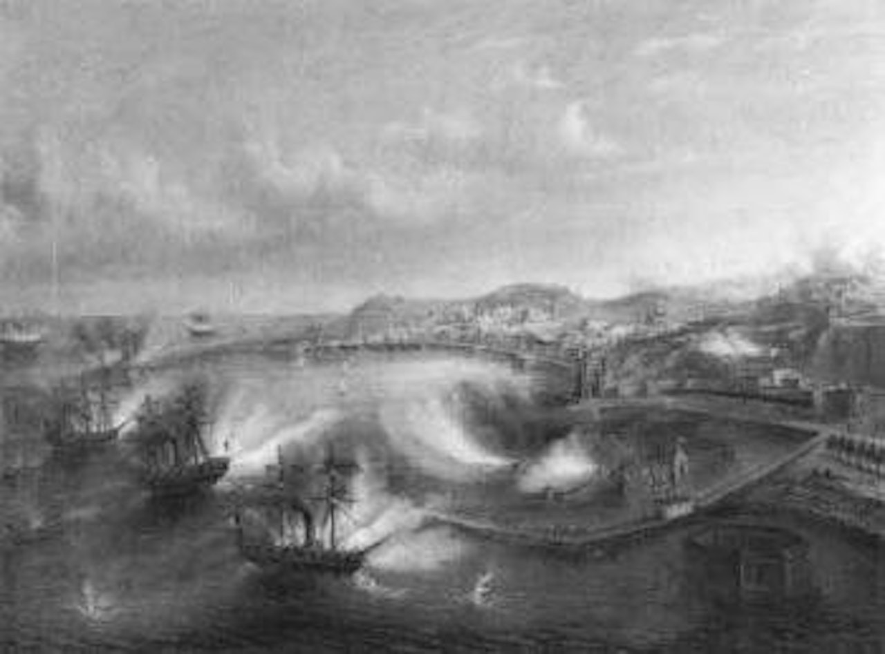 Battaglia navale, Marina Sabauda contro Il Pontificio 1860 by Italian School