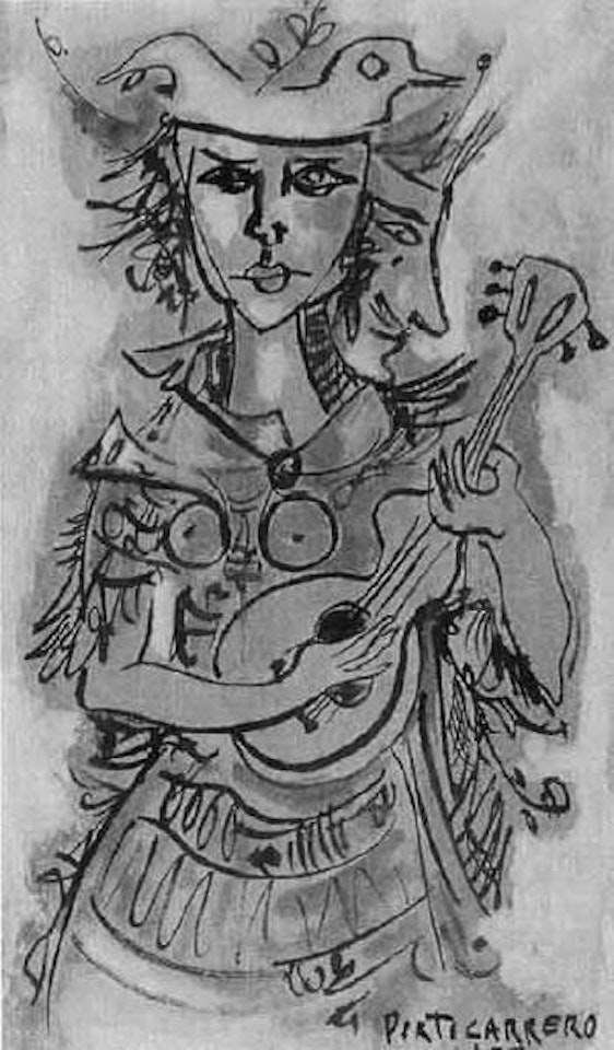 Woman with guitar by René Portocarrero