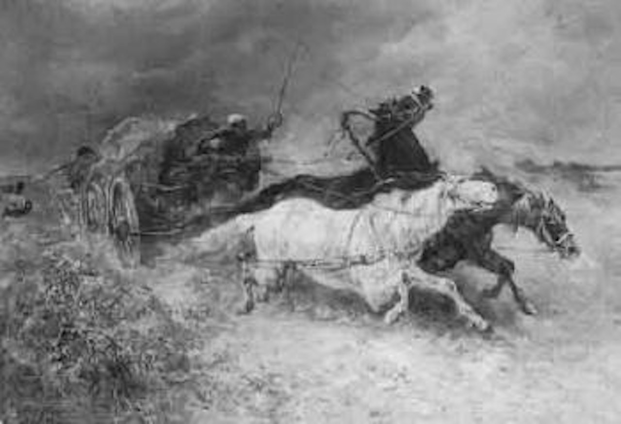 Wallachian horsemen in retreat by Adolf Schreyer