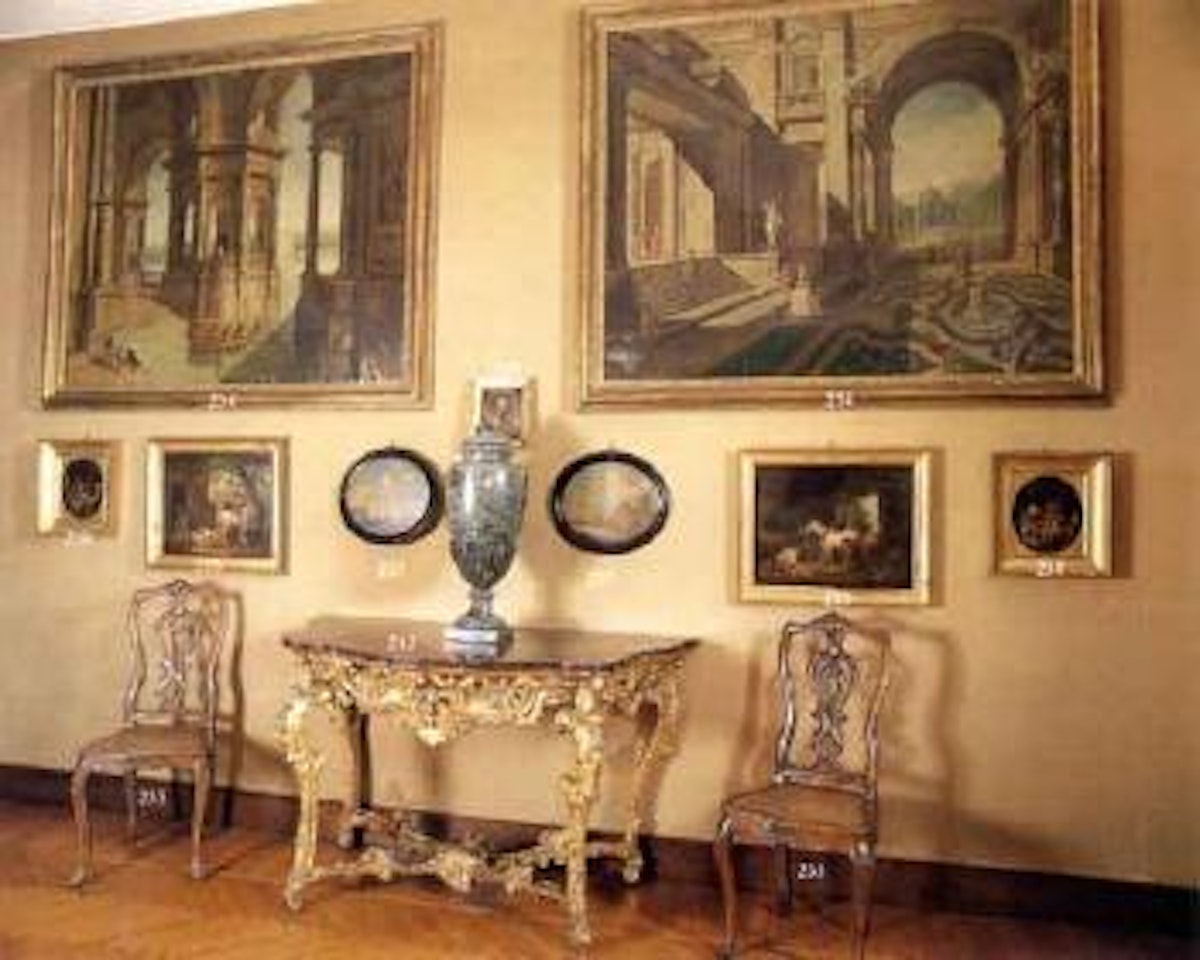 Interiors with lace-maker and with woman spinning by Flemish School
