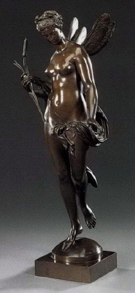 Winged female figure holding bullrush by Mathurin Moreau