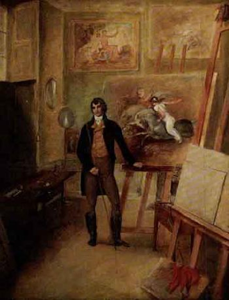 Portrait of the artist, Thomas Stothard in his studio by English School