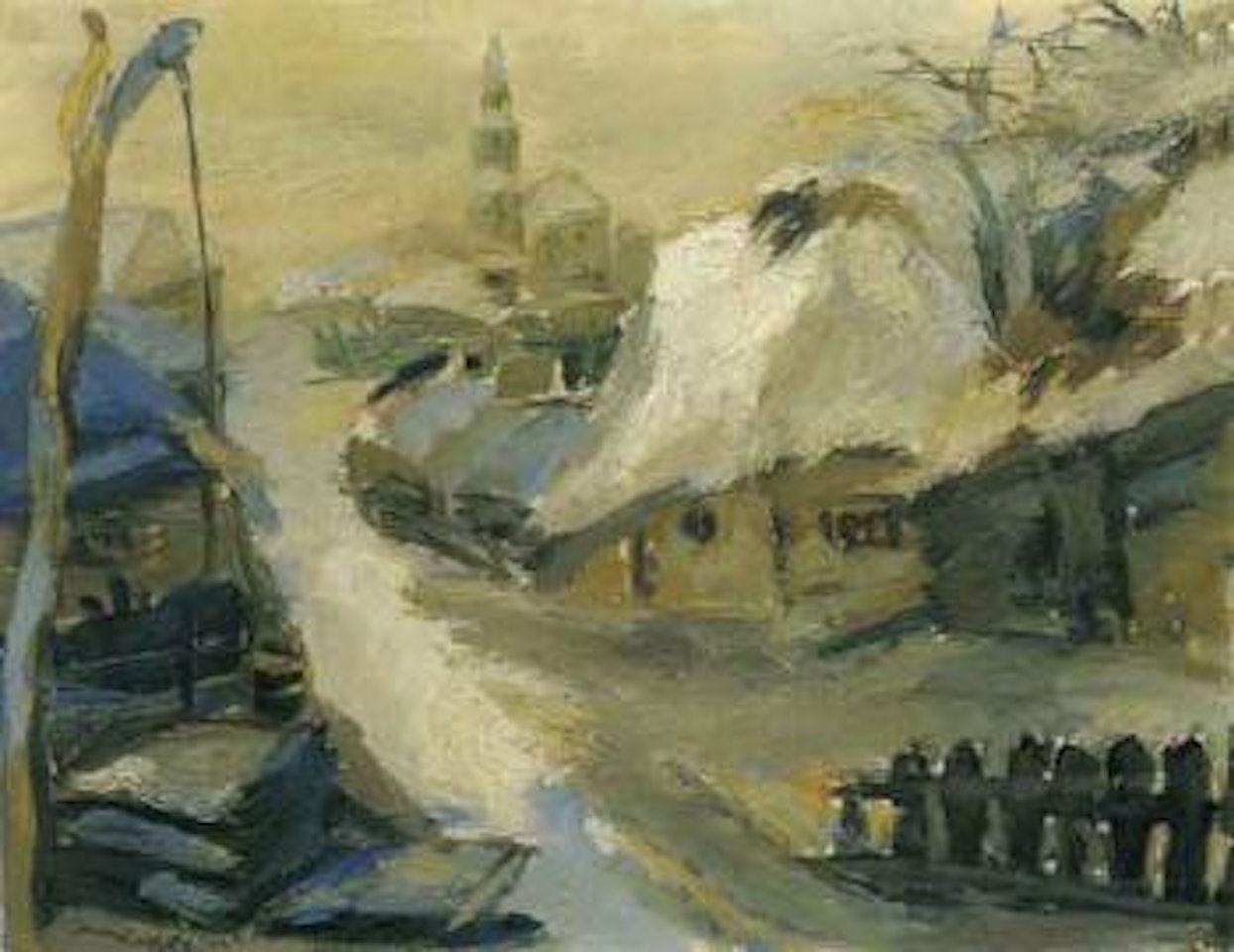 Village under snow by Emmanuel Mané-Katz