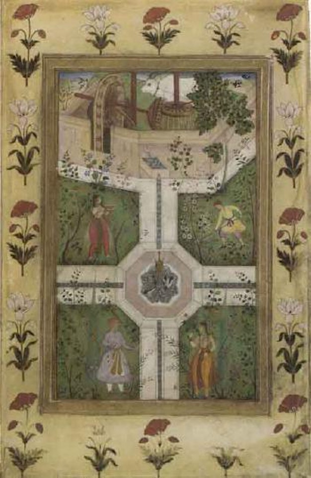 A Mughal garden by Mughal School