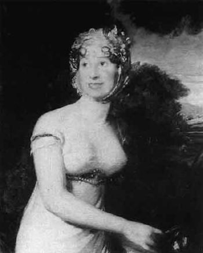 Girl standing, wearing white dress and bonnet by John Constable