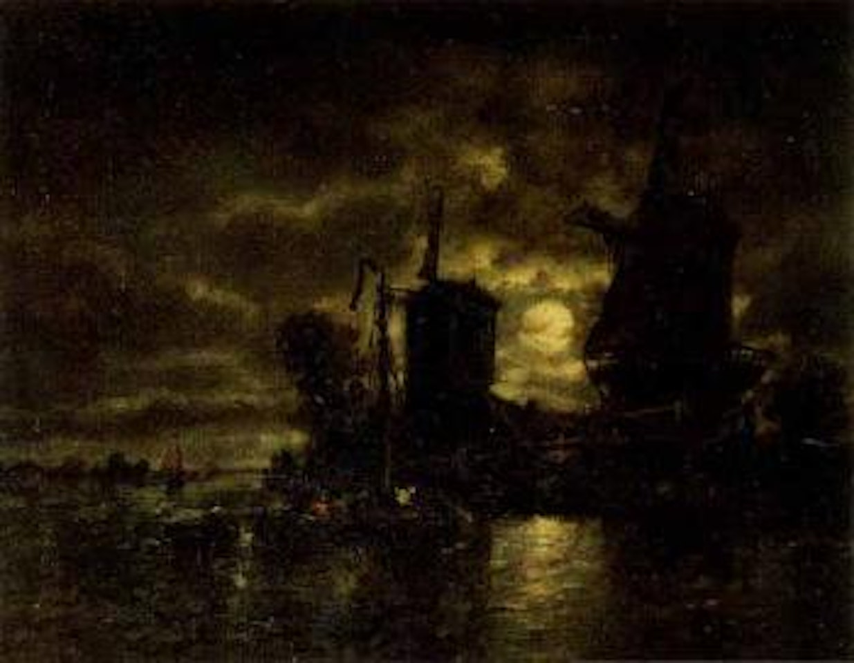 Moonlight on the Meuse in Holland by François Etienne Musin