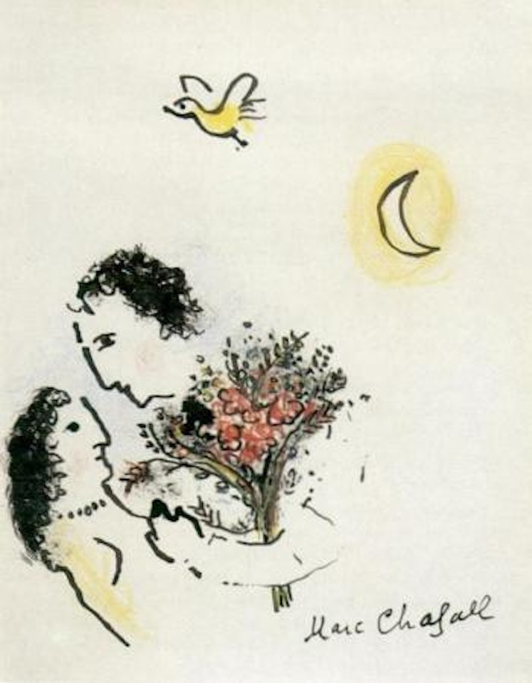 Lovers with bouquet by Marc Chagall