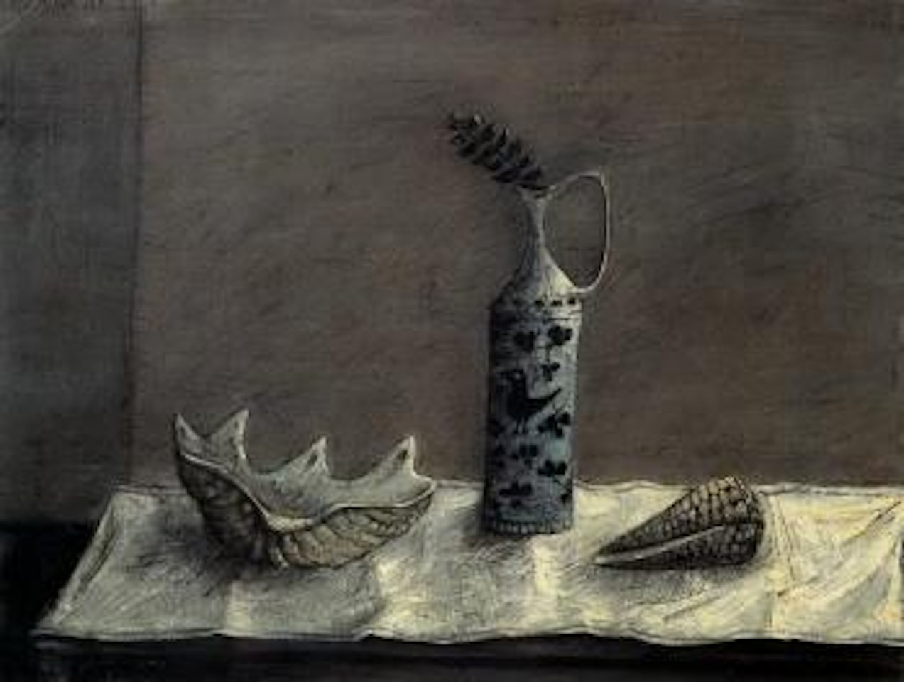 Still life with vase and seashells by Yosl Bergner