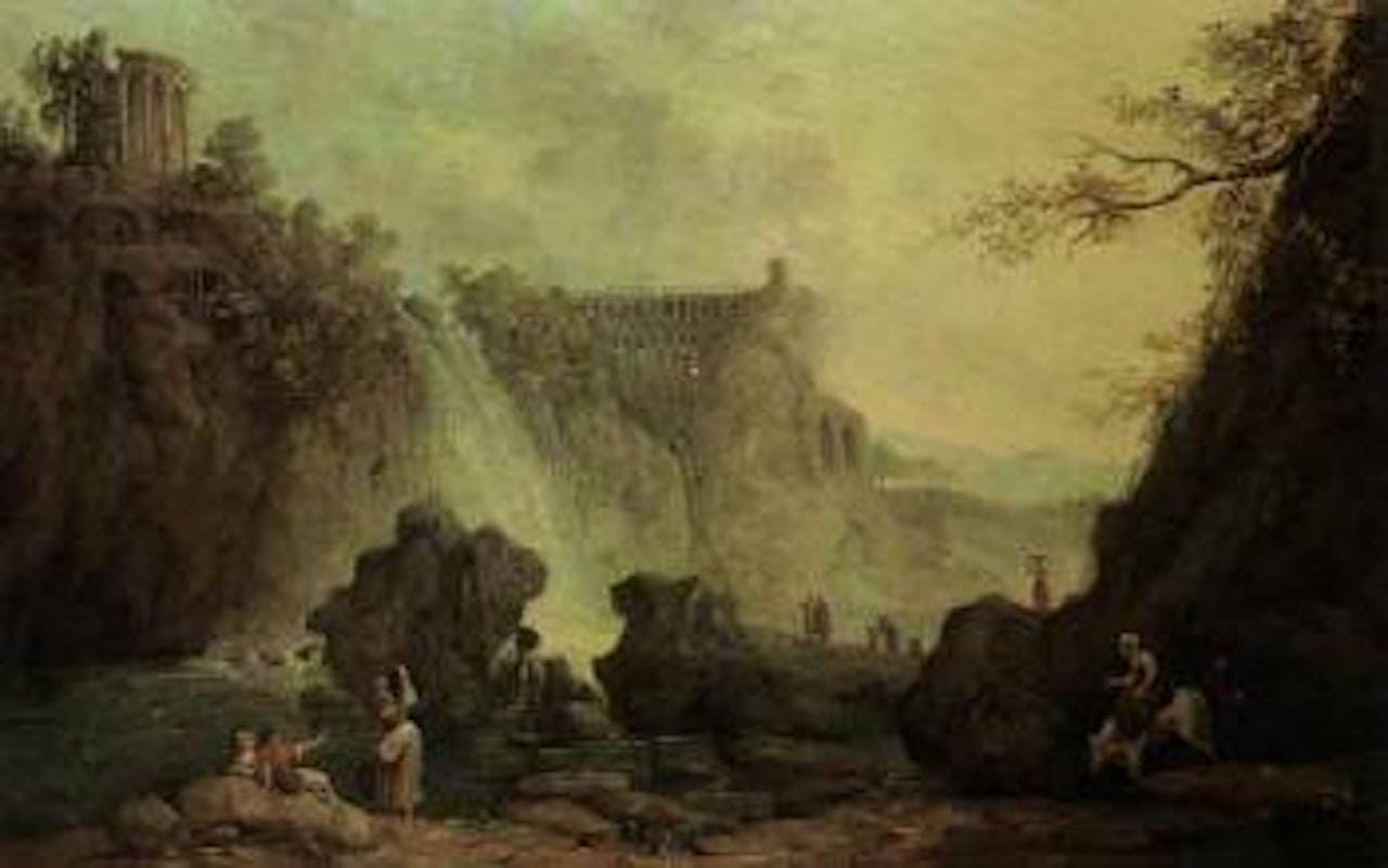 View of the falls at Tivoli by Hubert Robert