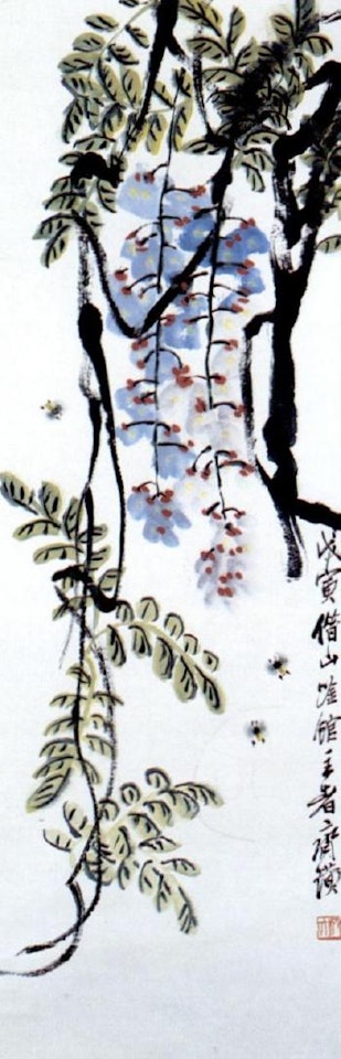 Wisteria and bees by Qi Baishi