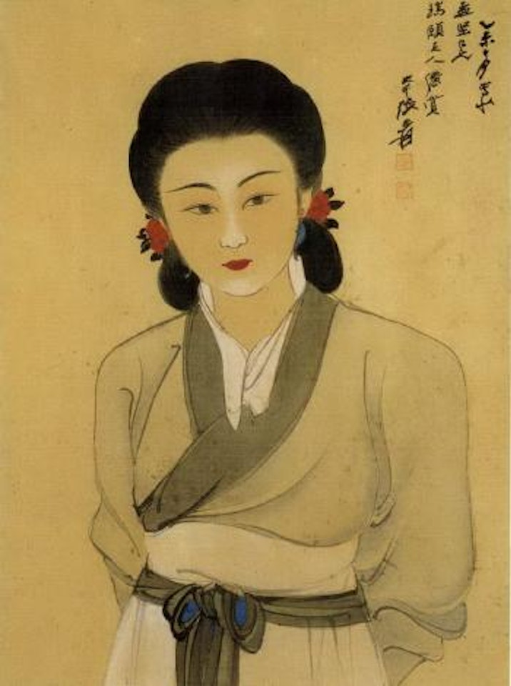 Portrait of lady by Zhang Daqian