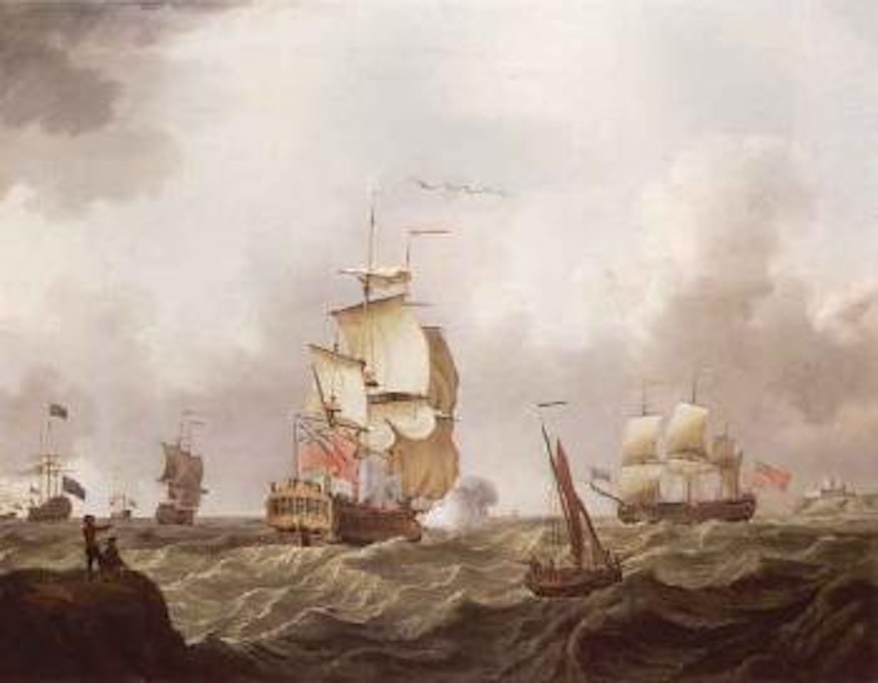 Red squadron's flagship announcing her arrival by Francis Swaine
