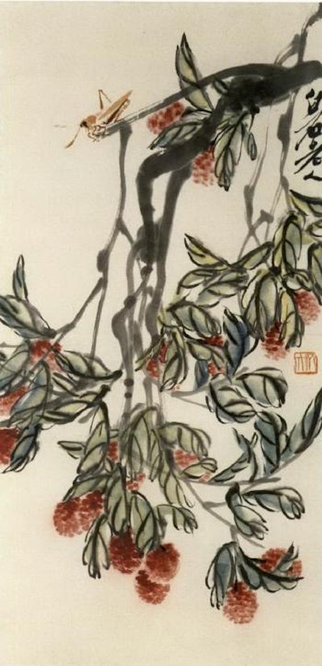 Lychee and grasshopper by Qi Baishi