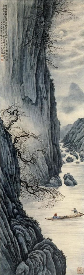 Enjoy plum blossom in moonlight by Lengyue Tao