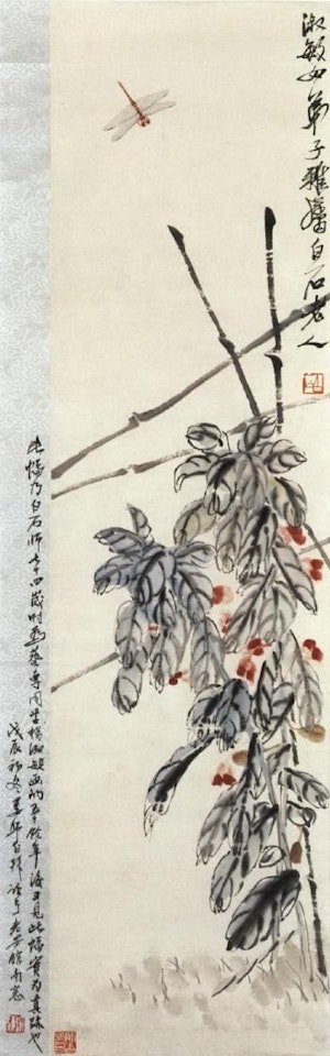 Dragonfly and flowers by Qi Baishi