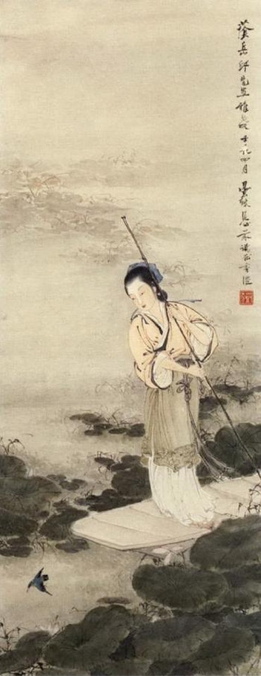 Picking lotus by Deng Fen