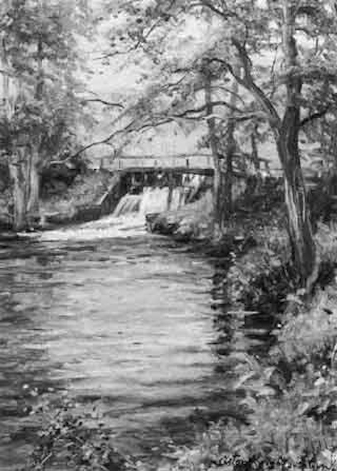 The bridge over the dam, Smithtown by Louis Aston Knight