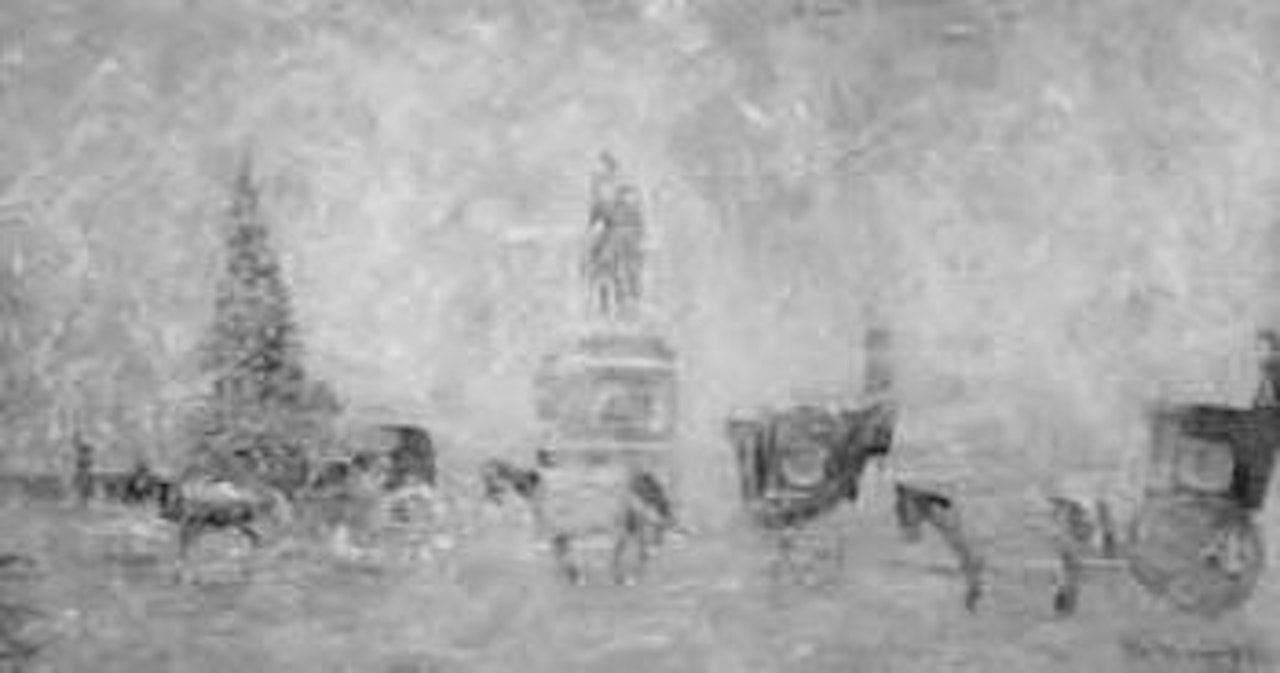 Blustery day, cab stand by Guy Carleton Wiggins