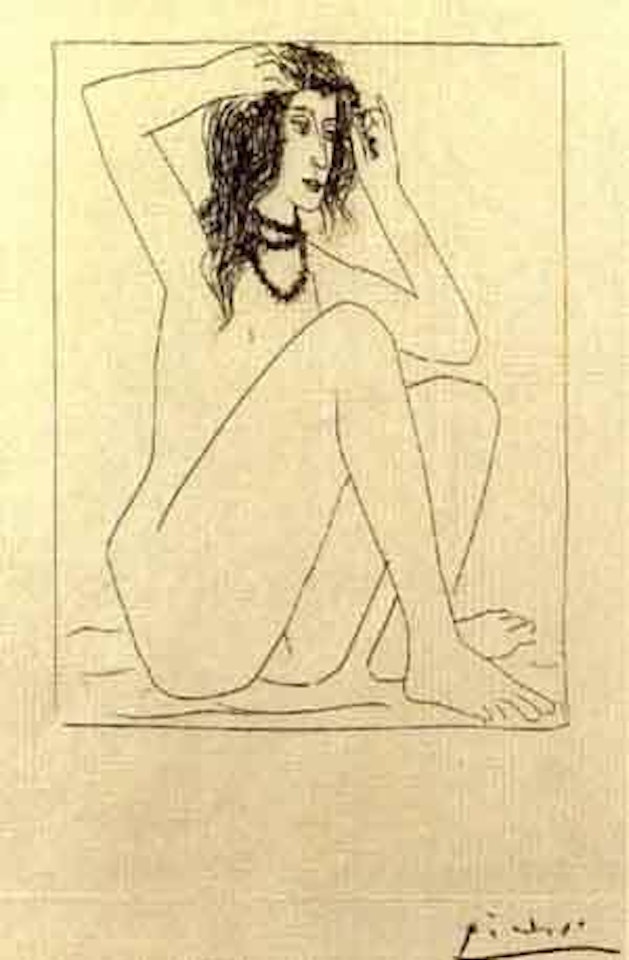 Femme nue se couronnant de fleurs by Pablo Picasso