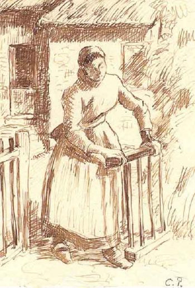 Femme a la barriere by Camille Pissarro