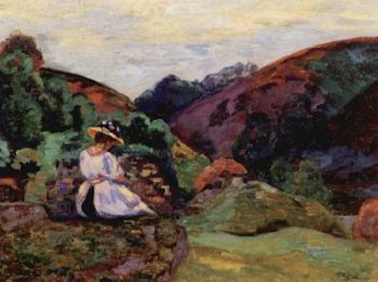 Jeune fille assise sur un rocher by Armand Guillaumin