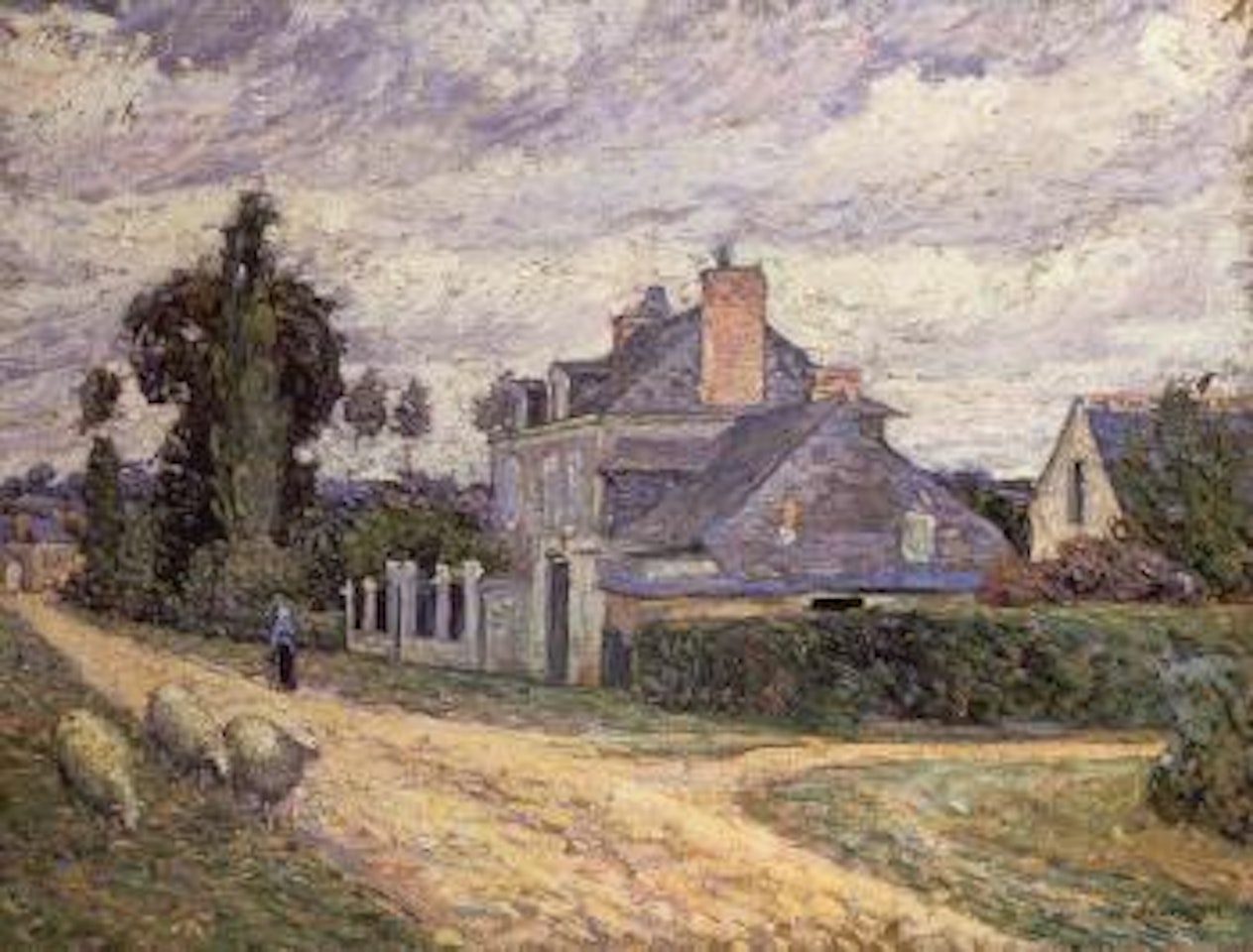 Moutons dans la rue du village, Champigne by Henri Lebasque