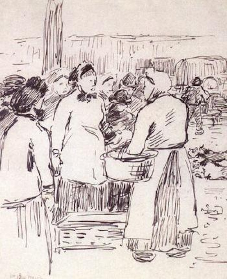 Market scene by Camille Pissarro